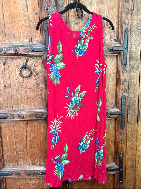 Hibiscus Collection Dresses & Skirts - Hibiscus Collection Hawaii Tropical Rayon Dress Red Blue Floral One Size OS